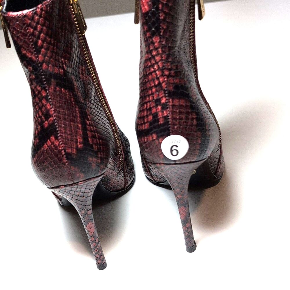 Women's MICHAEL Michael Kors Red Black Snake Print Leather Ankle Bootie 6 - Picture 3 of 10